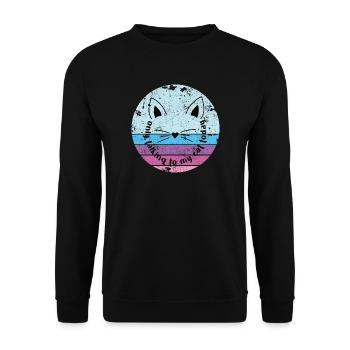 NE PARLEZ QU’AVEC MON CHAT DRÔLE DE BLAGUE DISANT MOTIF - Sweat-shirt Unisexe - noir - Devant - Alina (178cm) & Michal (187cm)