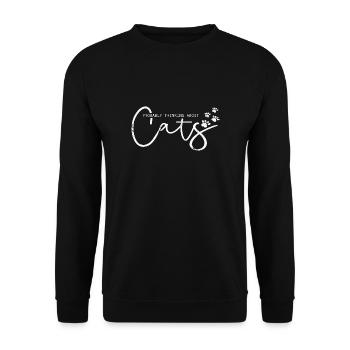 PENSE À CATS PUSSY KITTY DRÔLE DE DICTON MOTIFS - Sweat-shirt Unisexe - noir - Devant - Alina (178cm) & Michal (187cm)