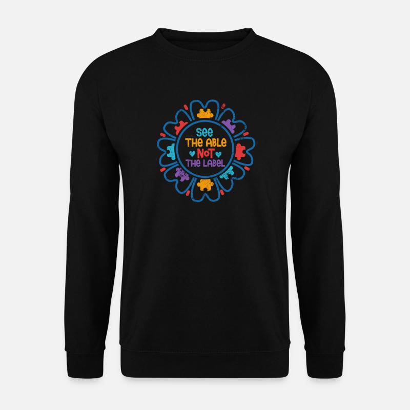FÄHIGKEIT SEHEN ETIKETT AUTIST PUZZLE ADSH SPRÜCHE - Unisex Pullover - Schwarz