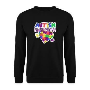 BEWUSSTSEIN AUTIST ADHS LIEBE BEGABE SPRUCH MOTIVE - Unisex Pullover - Schwarz - Vorne - Alina (178cm) & Michal (187cm)