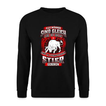 Stier Sternzeichen Geburtstag Geburt - Unisex Pullover - Schwarz - Vorne - Alina (178cm) & Michal (187cm)