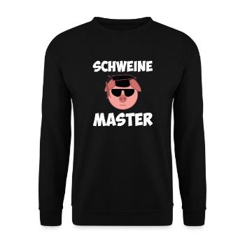 Schweine Master lustiger Studenten Spruch - Unisex Pullover - Schwarz - Vorne - Alina (178cm) & Michal (187cm)