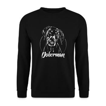 DOBERMAN Pinscher Hundeportrait Hunde Wilsigns - Unisex Pullover - Schwarz - Vorne - Alina (178cm) & Michal (187cm)