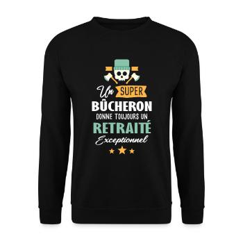Bûcheron cadeau drôle retraite retraité - Sweat-shirt Unisexe - noir - Devant - Alina (178cm) & Michal (187cm)