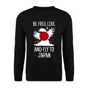 Japan Flag Used Look Nihon Japanese Flag - Unisex Sweatshirt - black - Front - Alina (178cm) & Michal (187cm)
