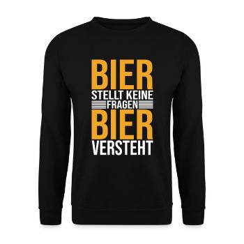 Bier Stellt Keine Fragen Bier Versteht - Bier - Unisex Pullover - Schwarz - Vorne - Alina (178cm) & Michal (187cm)