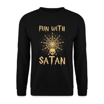 Satan Pentagram Spell Occult Gift - Unisex Sweatshirt - black - Front - Alina (178cm) & Michal (187cm)