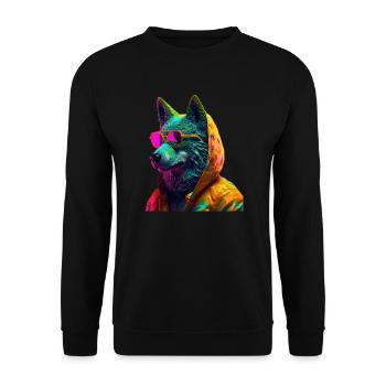 Loup avec lunettes de soleil loups prédateur - Sweat-shirt Unisexe - noir - Devant - Alina (178cm) & Michal (187cm)