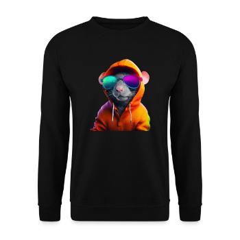 Mouse with Sunglasses Colorful Cool Mice - Unisex Sweatshirt - black - Front - Alina (178cm) & Michal (187cm)