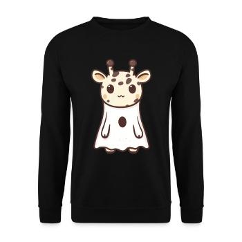 Giraffe Halloween Comic Geist - Unisex Pullover - Schwarz - Vorne - Alina (178cm) & Michal (187cm)