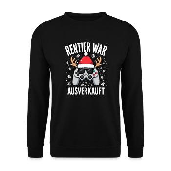 Rentier war ausverkauft gamer - Unisex Pullover - Schwarz - Vorne - Alina (178cm) & Michal (187cm)