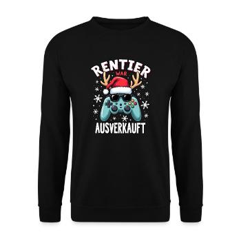 Rentier war ausverkauft gamer - Unisex Pullover - Schwarz - Vorne - Alina (178cm) & Michal (187cm)