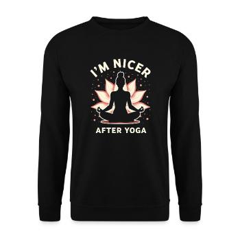 Drôle Yoga Méditation Chakra Jeu de mots - Sweat-shirt Unisexe - noir - Devant - Alina (178cm) & Michal (187cm)