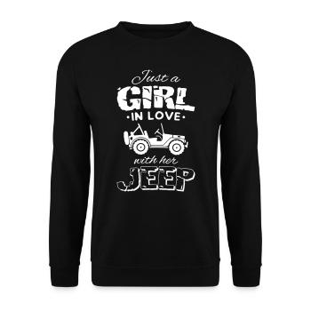 Just a Girl in Love with Jeeps - Unisex Pullover - Schwarz - Vorne - Alina (178cm) & Michal (187cm)