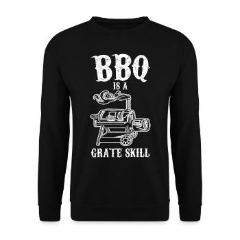Fleisch und Bier | Grillen Grillmeister Geschenke - Unisex Pullover - Schwarz - Vorne - Alina (178cm) & Michal (187cm)