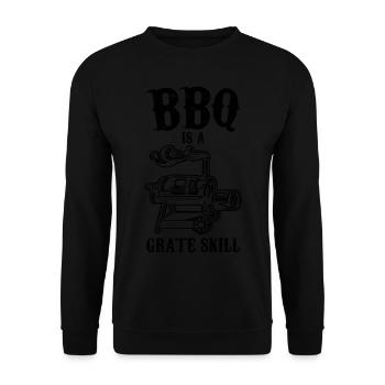 Fleisch und Bier | Grillen Grillmeister Geschenke - Unisex Pullover - Schwarz - Vorne - Alina (178cm) & Michal (187cm)