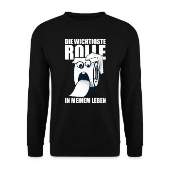Rolle Klopapier Toilettenpapier Lustige Sprüche WC - Unisex Pullover - Schwarz - Vorne - Alina (178cm) & Michal (187cm)