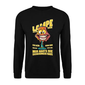 Lampe des années 70. J’aime me réchauffer, je vais... - Sweat-shirt Unisexe - noir - Devant - Alina (178cm) & Michal (187cm)