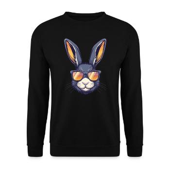 Hase mit Sonnenbrille - Unisex Pullover - Schwarz - Vorne - Alina (178cm) & Michal (187cm)