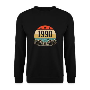 1990 Vintage Geburtstag Retro Classic - Unisex Pullover - Schwarz - Vorne - Alina (178cm) & Michal (187cm)