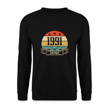 1991 Vintage Birthday Retro Classic - Sweat-shirt Unisexe - noir - Devant - Alina (178cm) & Michal (187cm)
