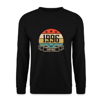 1996 Vintage Geburtstag Retro Classic - Unisex Pullover - Schwarz - Vorne - Alina (178cm) & Michal (187cm)