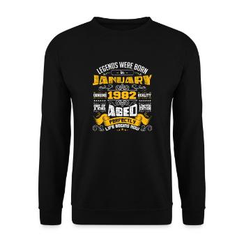 Legends were born in January 1982 - Unisex Sweatshirt - black - Front - Alina (178cm) & Michal (187cm)