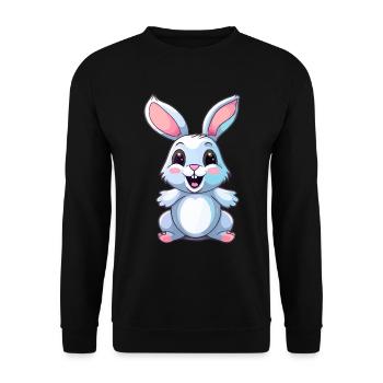 Süßer Kawaii Hase - Unisex Pullover - Schwarz - Vorne - Alina (178cm) & Michal (187cm)