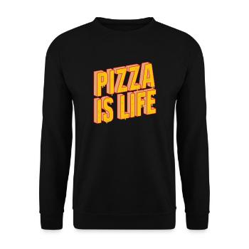 Pizza Is Life - Unisex Pullover - Schwarz - Vorne - Alina (178cm) & Michal (187cm)