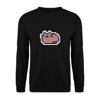 Kätzchen - Katze - CAT - Pixel - Pixelart - Unisex Pullover - Schwarz - Vorne - Alina (178cm) & Michal (187cm)