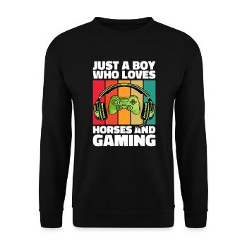 Gamer et Chevaux : Jeux Vidéo et Aventure Équestre - Sweat-shirt Unisexe - noir - Devant - Alina (178cm) & Michal (187cm)