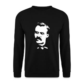 Friedrich Nietzsche - Unisex Pullover - Schwarz - Vorne - Alina (178cm) & Michal (187cm)