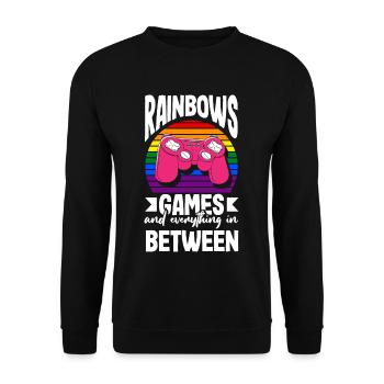 Rainbows, games, and everything in between LGBTQ+ - Unisex Pullover - Schwarz - Vorne - Alina (178cm) & Michal (187cm)
