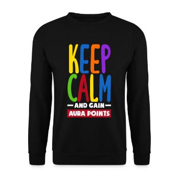 Keep Calm And Gain Aura Points Daily Trendy Viral - Unisex Sweatshirt - black - Front - Alina (178cm) & Michal (187cm)