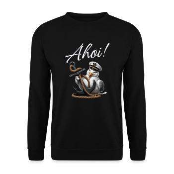Ohé! Drôle de mouette avec ancre - Sweat-shirt Unisexe - noir - Devant - Alina (178cm) & Michal (187cm)