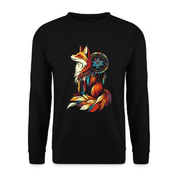 Fuchs Traumfänger - Unisex Pullover - Schwarz - Vorne - Alina (178cm) & Michal (187cm)