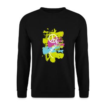 Peace farbig - Unisex Pullover - Schwarz - Vorne - Alina (178cm) & Michal (187cm)