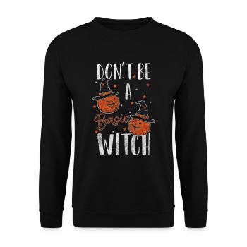 Hexe Halloween Spruch - Unisex Pullover - Schwarz - Vorne - Alina (178cm) & Michal (187cm)