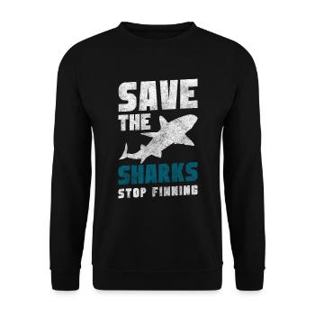 Great White Shark Fin Diver Water - Unisex Sweatshirt - black - Front - Alina (178cm) & Michal (187cm)