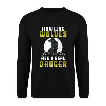 Loup Lune mystique - Sweat-shirt Unisexe - noir - Devant - Alina (178cm) & Michal (187cm)