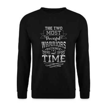 Uhr Zeichen Modern Sand - Unisex Pullover - Schwarz - Vorne - Alina (178cm) & Michal (187cm)