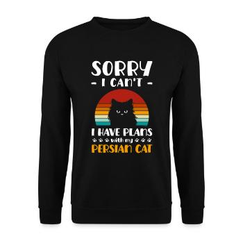Perser Katze Katzendame Liebe - Unisex Pullover - Schwarz - Vorne - Alina (178cm) & Michal (187cm)