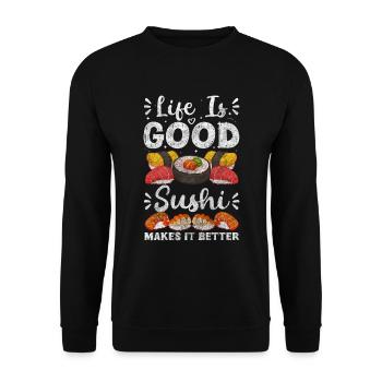 Japon Running Sushi Sticks Maki - Sweat-shirt Unisexe - noir - Devant - Alina (178cm) & Michal (187cm)
