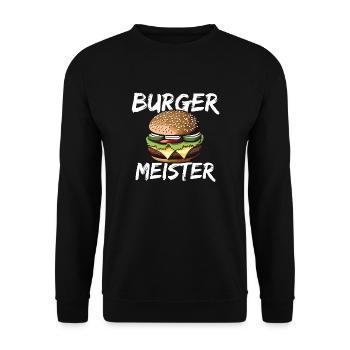 Burgermeister für Köche und Burgerliebhaber - Unisex Pullover - Schwarz - Vorne - Alina (178cm) & Michal (187cm)