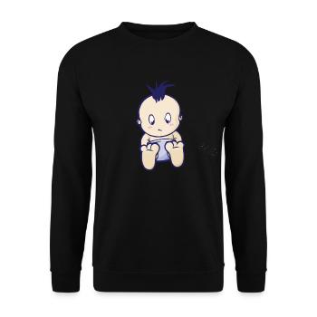 Baby Boy Junge mit Windeln - Unisex Pullover - Schwarz - Vorne - Alina (178cm) & Michal (187cm)