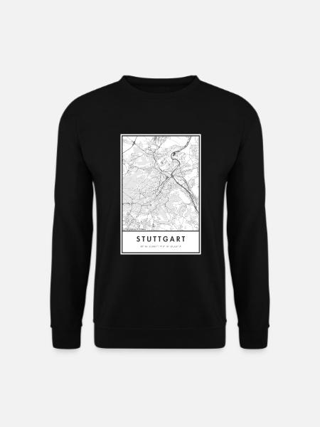 Stuttgart Karte Stadtplan Citymap Landkarte - Unisex Pullover - Schwarz
