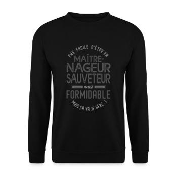 Maître-nageur sauveteur formidable cadeau métier - Sweat-shirt Unisexe - noir - Devant - Alina (178cm) & Michal (187cm)