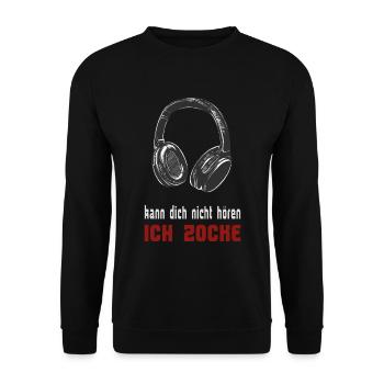 Kopfhörer Gaming Headset Gamer Zocker Geschenk - Unisex Pullover - Schwarz - Vorne - Alina (178cm) & Michal (187cm)
