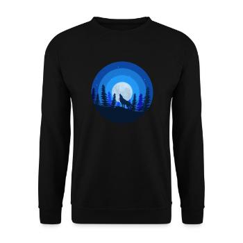 Mond Wolf - Unisex Pullover - Schwarz - Vorne - Alina (178cm) & Michal (187cm)