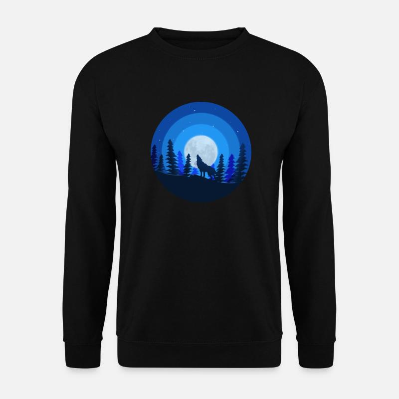 Mond Wolf - Unisex Pullover - Schwarz